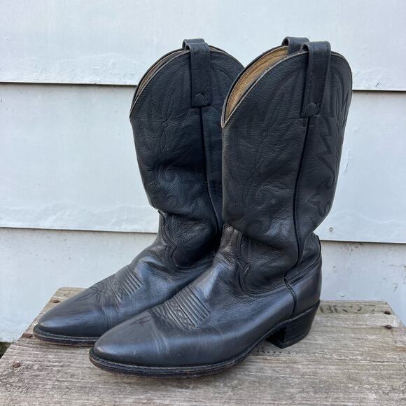 Vintage Dan Post Gray Almond Toe Cowboy Western Boots Size 9D - Picture 3 of 8